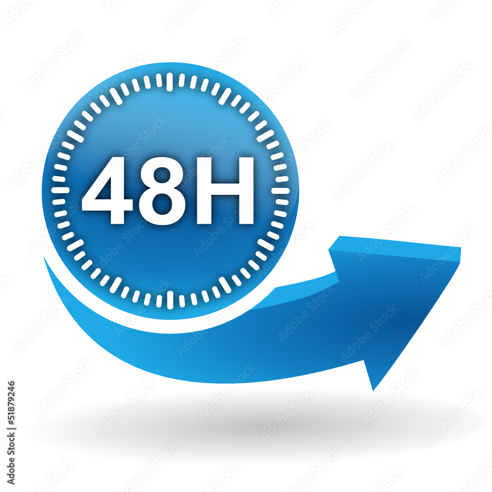Fototapete 48 heures sur bouton web bleu