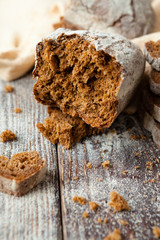 half of freshly baked bread