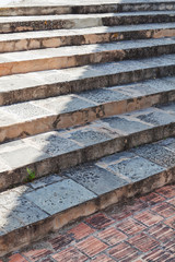 Stone steps of an ancient temple of the church.