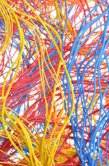 Colorful bundles of cables, computer and internet network