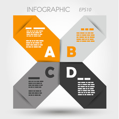 orange and grey sharp infographic x with letters