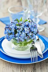 Place Setting with Forgetmenot Flowers