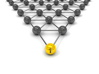 Fototapeta premium Metaphor of communication. Golden leader in front.