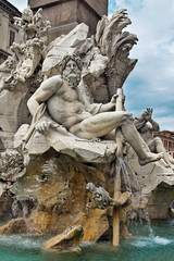 Detail of the "Fountain of the Four Rivers", Rome, Italy