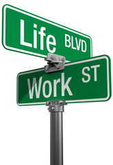 Work or Life decision street signs