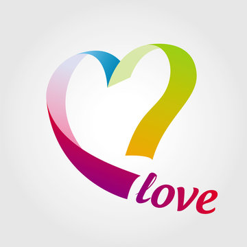 logo heart of colored ribbons