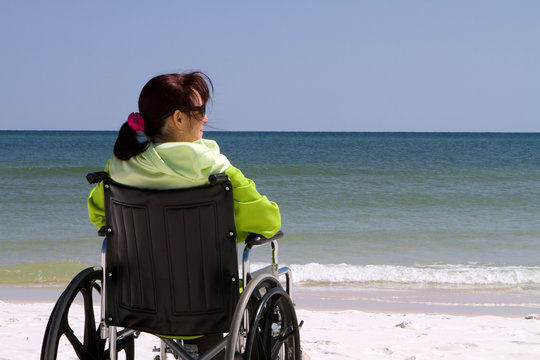 Woman Disability Beach