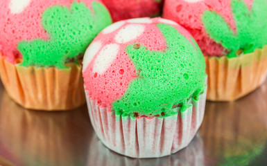 Malaysia's Kuih Apam or colorful traditional mini sponge cake