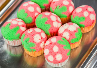Malaysia's Kuih Apam or colorful traditional mini sponge cake