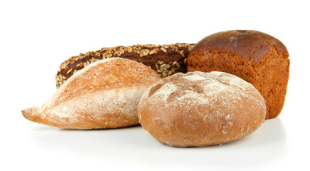 Composition with bread, isolated on white