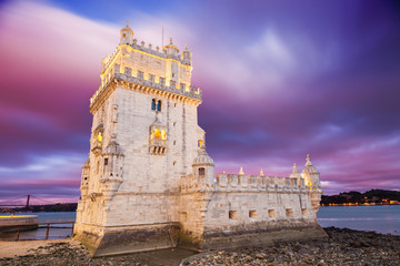 Belem tower at sunset. Lisbon, Portugal