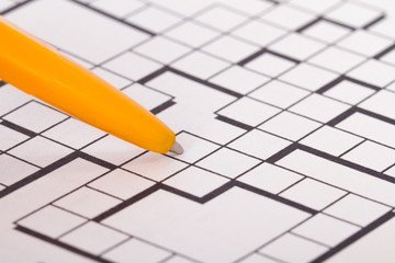 Blank Crossword Puzzle with Pen