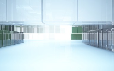 Abstract interior of glass blocks