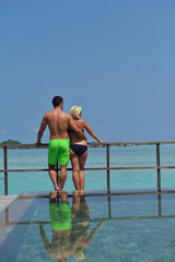 happy young  couple at summer vacation have fun and relax