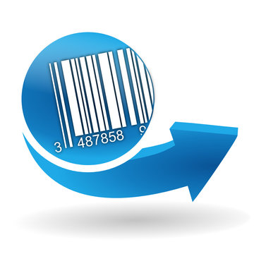 code-barres sur bouton web bleu
