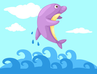 Illustration of a jumping dolphin