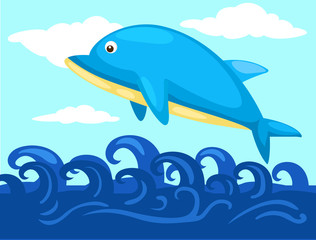 Illustration of a jumping dolphin