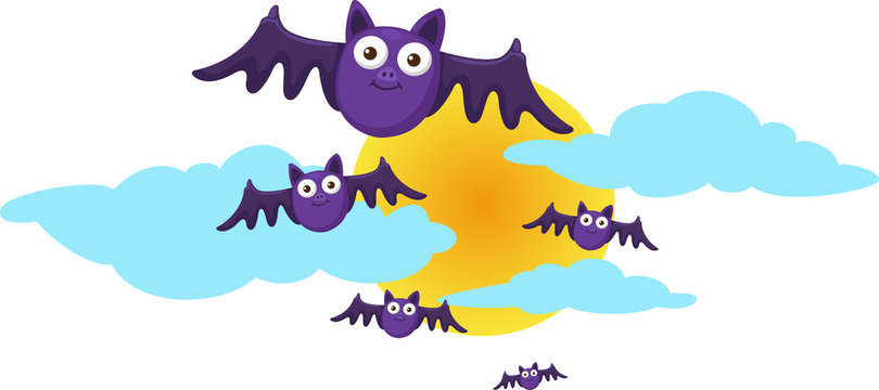 Halloween moon and bats. vector