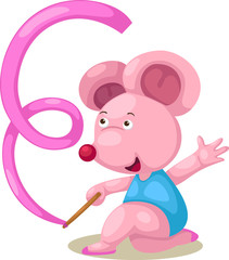 Female gymnast mouse with ribbon