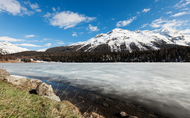 beautiful mountain landscape, lake ice