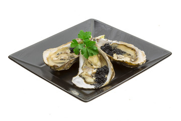 Oysters with black cavair