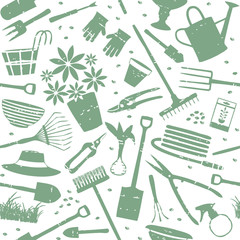 Scratched gardening related seamless pattern