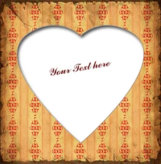 Photo sur Plexiglas Poster vintage Coeur blanc - motif rouge