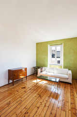 Obraz na płótnie Canvas home interior, view white sofa and window