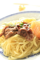 chinese cuisine, beef tendon simmered on ramen noodles