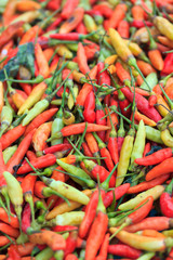 Chilli peppers on market stall