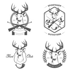 Set of vintage hunting and fishing labels and badges