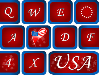 Close-up of Computer keyboard with red USA key