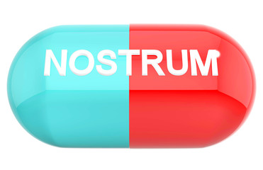 Nostrum pill capsule isolated on white background