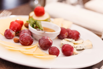 cheese and fruits for appetizer
