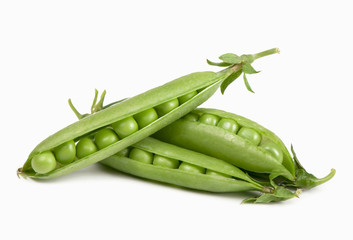 Green peas in stryuchka isolated on the white