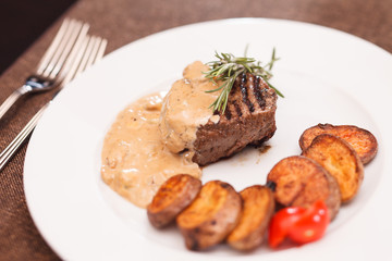 beef steak with potatoes