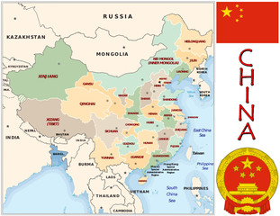 China Asia  emblem map symbol administrative divisions