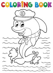 Obraz premium Coloring book dolphin theme 1