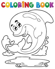 Naklejka premium Coloring book dolphin theme 2