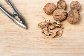 Nut and nutcracker background