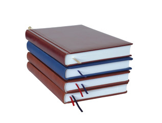 Diary stack on white isolated