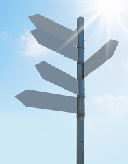 metal pointer on the blue sky