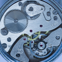 metal clock mechanism with the gears
