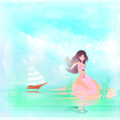 Obraz na płótnie Canvas Illustration of a Beautiful mermaid