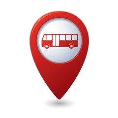 Map pointer with bus icon