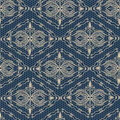 Lace floral fabric seamless pattern