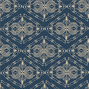 Lace floral fabric seamless pattern