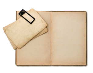 open old book with paper sheets