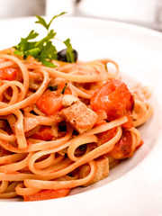tasty pasta with salmon