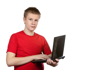 The teenager with the laptop.